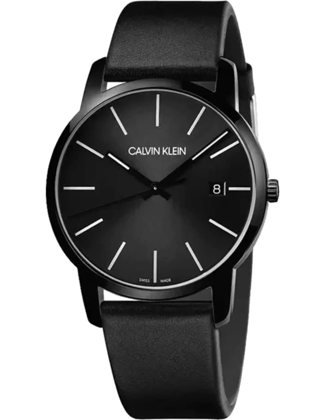 Montre Homme Calvin Klein City K2G2G4CX Quartz cadran noir bracelet en cuir noir
