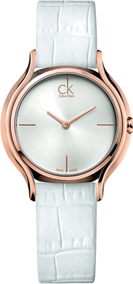 Montre Femme Calvin Klein Skirt K2U236KW Bracelet Cuir Blanc et Cadran Doré