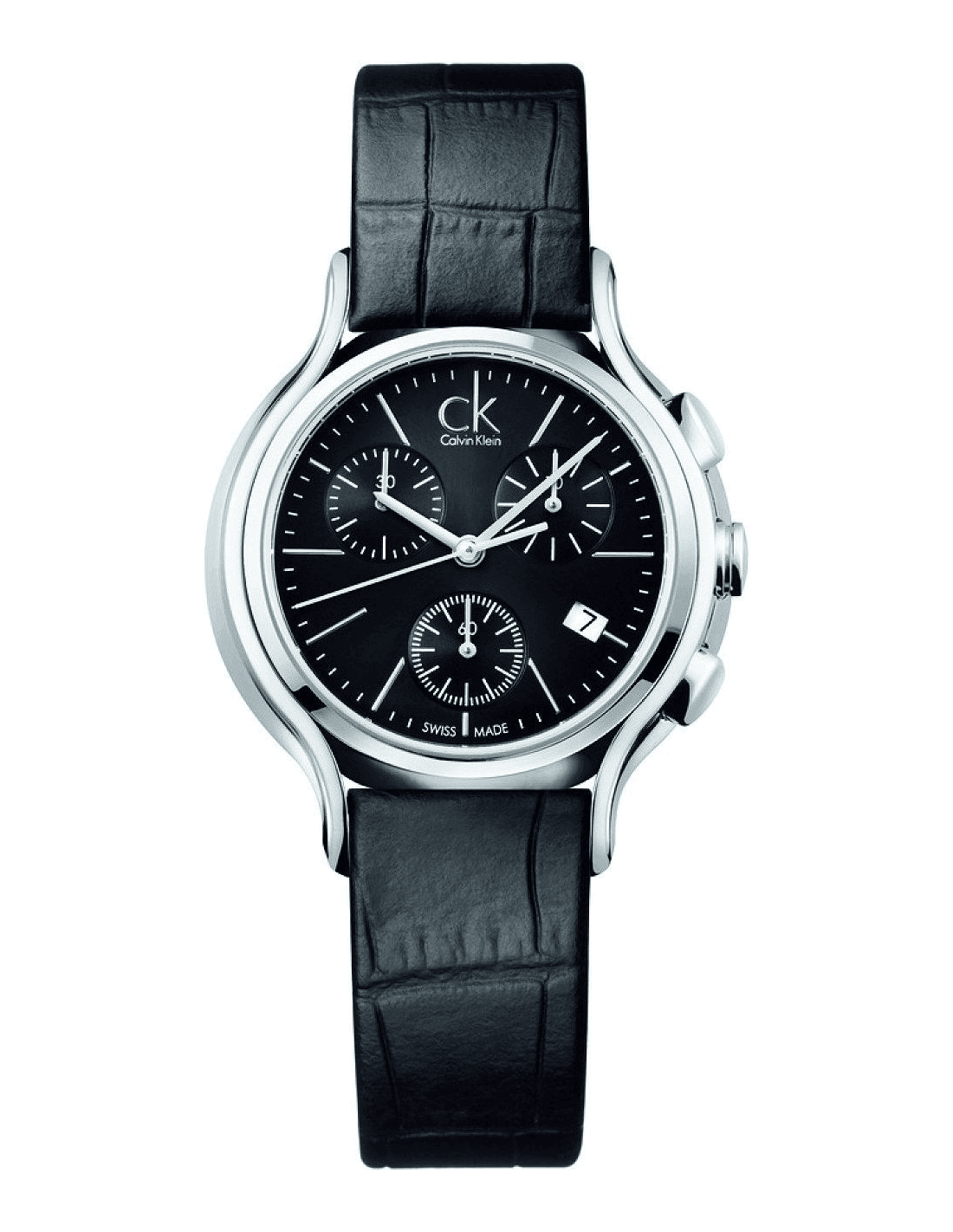 Montre Femme Calvin Klein K2U291C1 Chronographe Cuir Noir Swiss Made