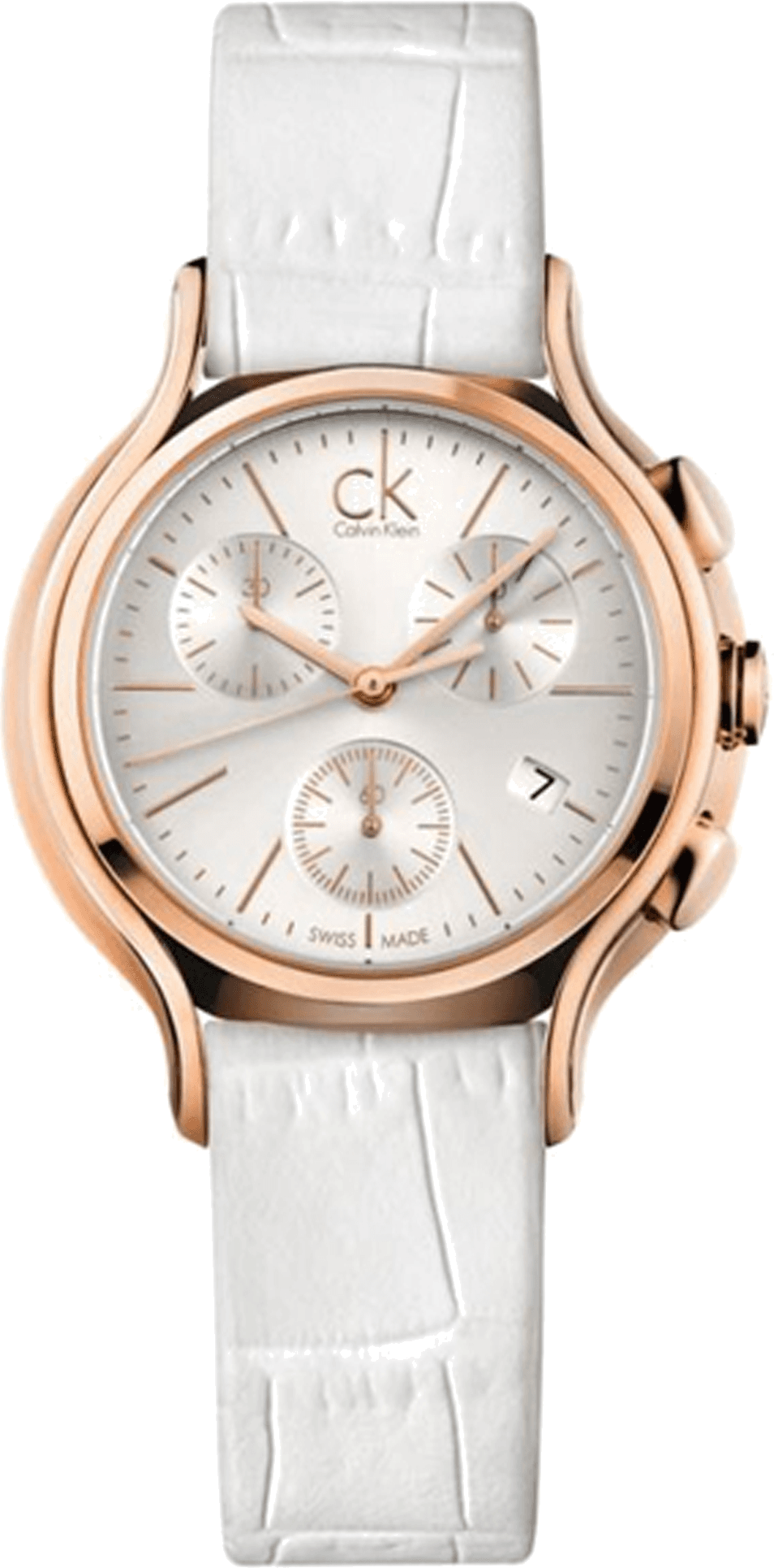 Montre Femme Calvin Klein Skirt K2U296L6 Chronographe Suisse Cuir Blanc