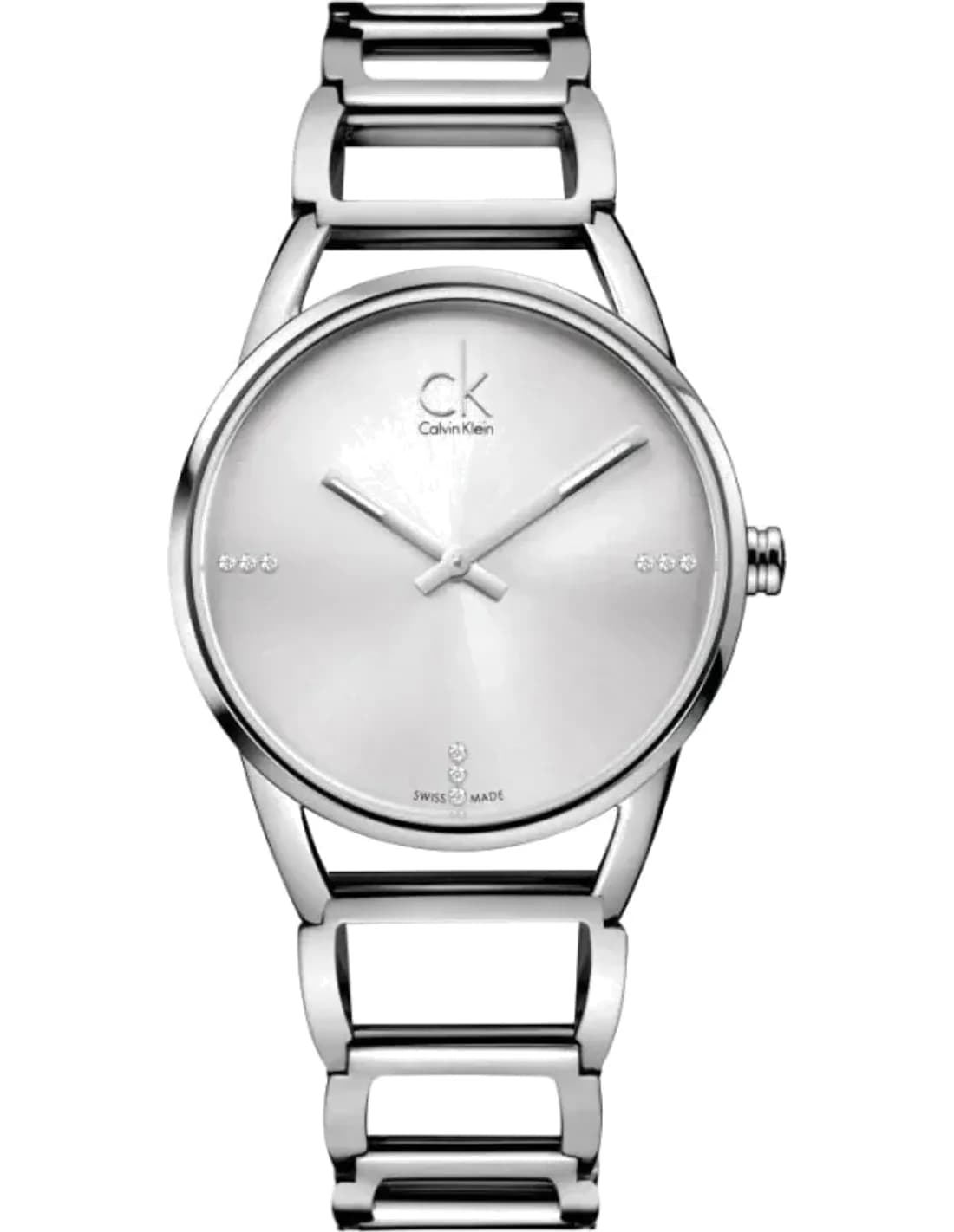 Montre Femme Calvin Klein Swiss Made K3G2312W quartz cadran argenté bracelet en acier inoxydable argenté