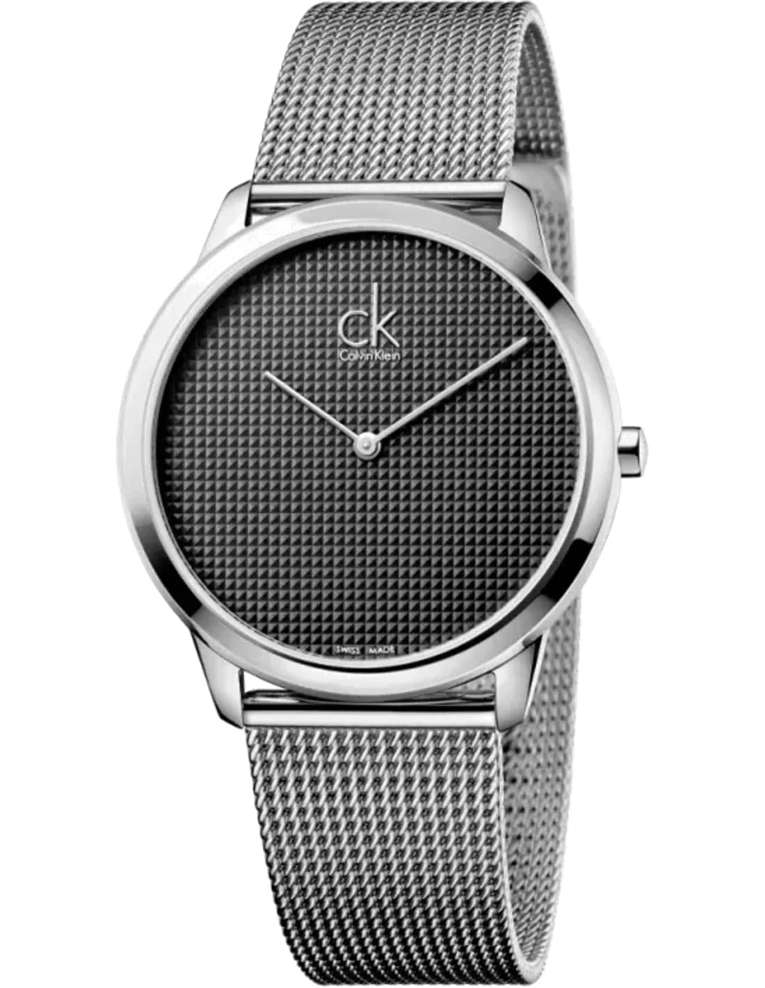 Montre Homme Calvin Klein Minimal K3M2112X cadran gris quartz bracelet maille en acier inoxydable argenté