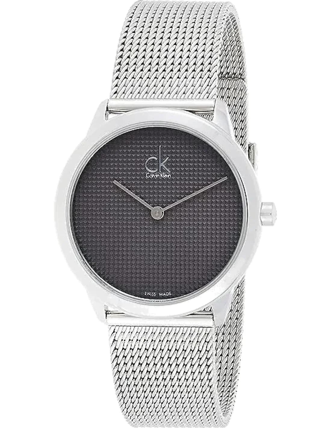 Montre Femme Calvin Klein Minimal K3M2212X cadran gris quartz bracelet maille en acier inoxydable argenté