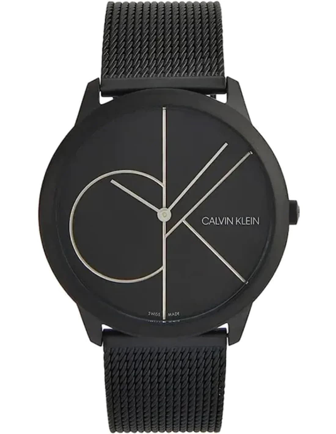 Montre Homme Calvin Klein Minimal K3M5145X quartz cadran noir bracelet maille en acier inoxydable noir