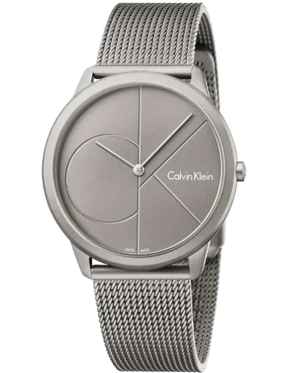 Montre Femme Calvin Klein Minimal K3M527P4 cadran gris quartz bracelet maille en acier inoxydable gris
