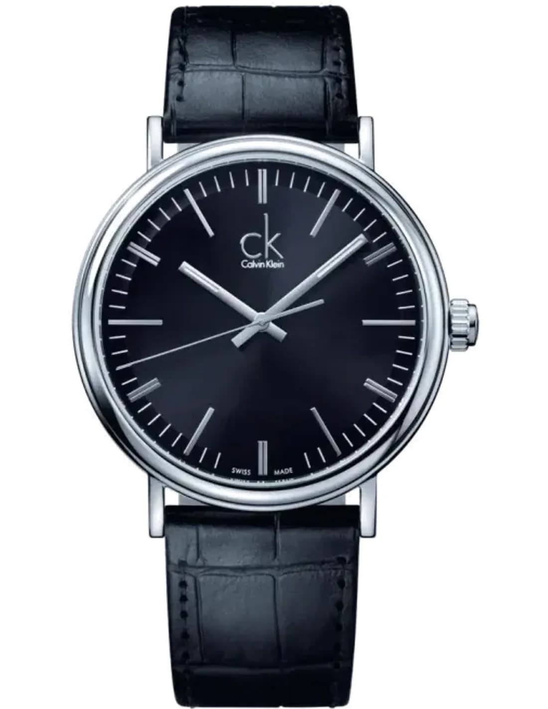 Montre Homme Calvin Klein Surround K3W211C1 quartz cadran noir bracelet cuir noir