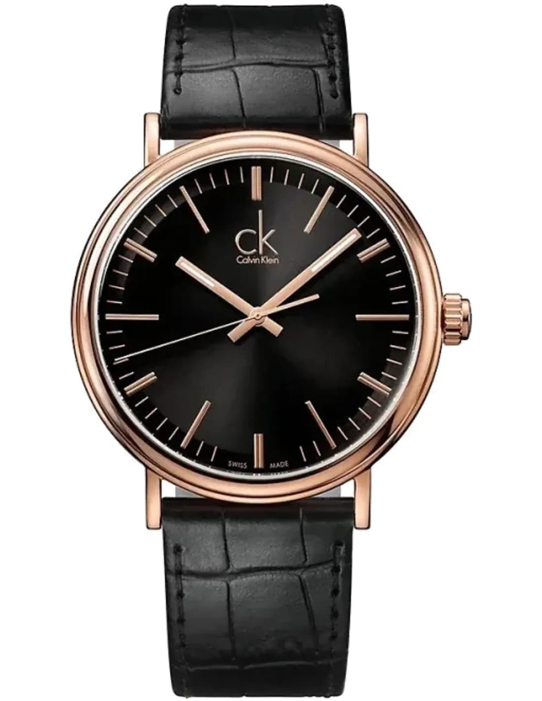 Montre Homme Calvin Klein Surround K3W216C1 quartz cadran noir bracelet cuir noir