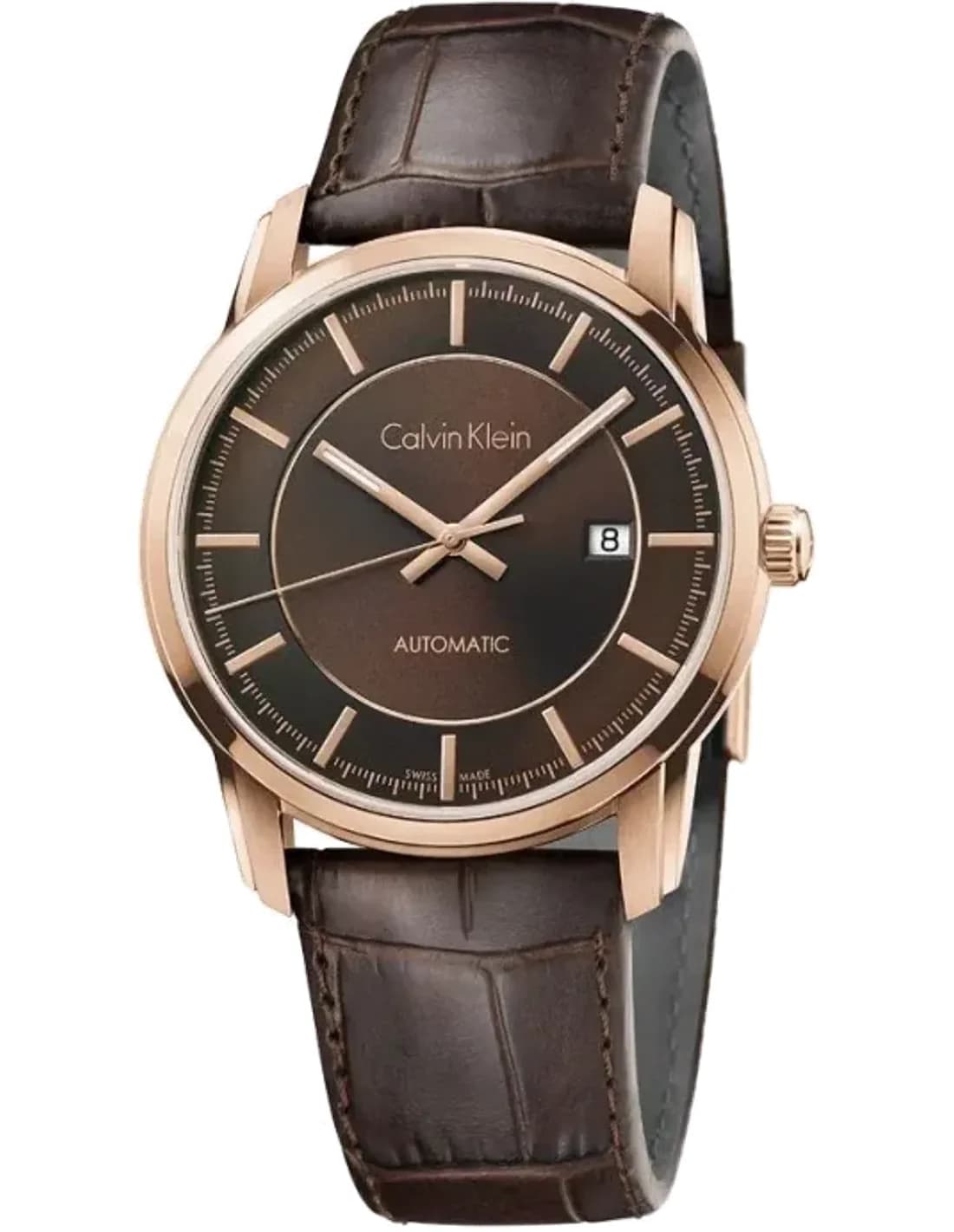 Montre Homme Calvin Klein Infinite K5S346GK automatique cadran marron bracelet cuir marron