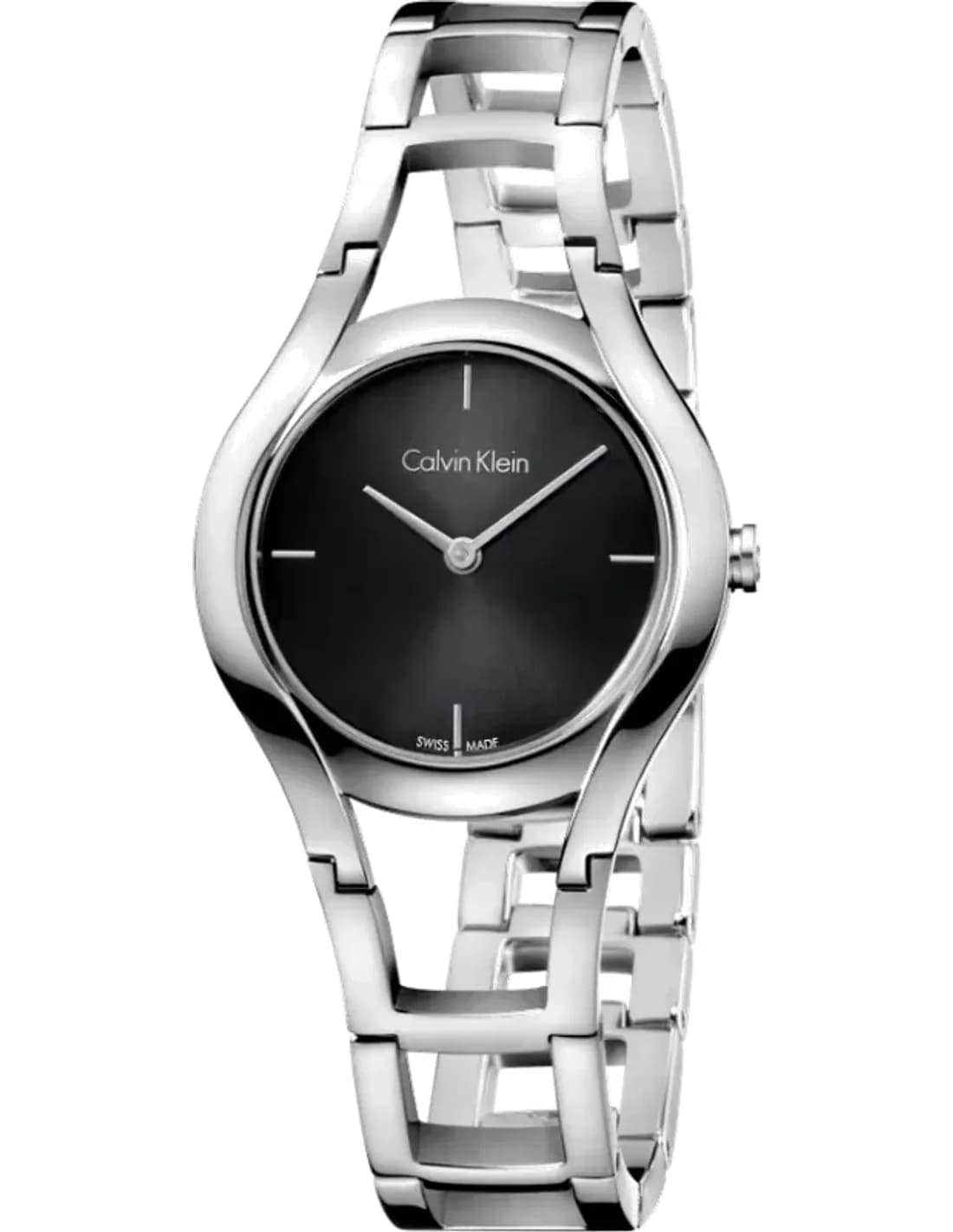 Montre Femme Calvin Klein Class K6R23121 quartz cadran noir bracelet en acier inoxydable argenté