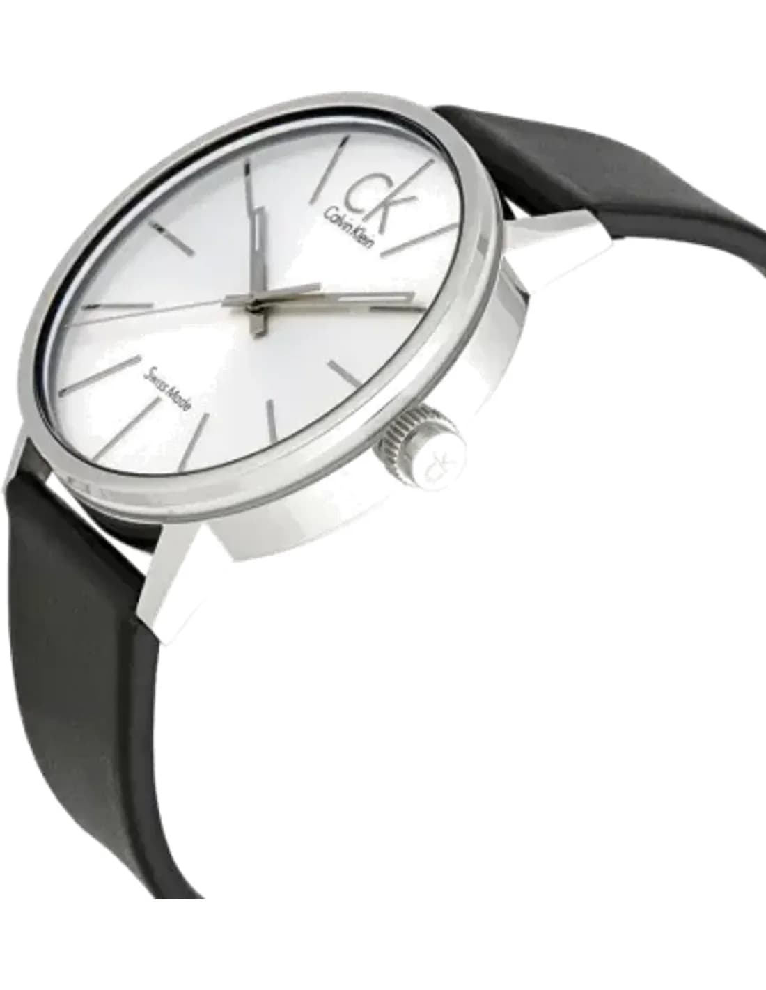 Montre Homme Calvin Klein Post Minimal K7621192 quartz cadran argenté bracelet en cuir noir