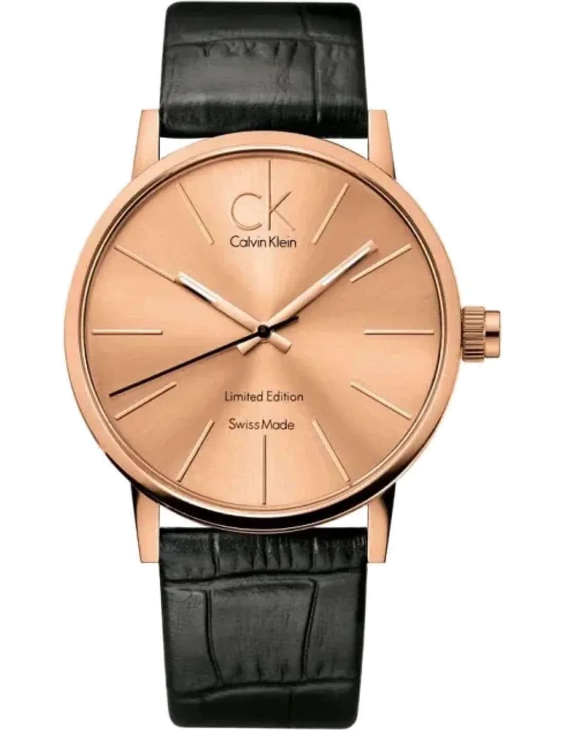 Montre Homme Calvin Klein Post Minimal K7621201 quartz cadran en or rose bracelet en cuir noir