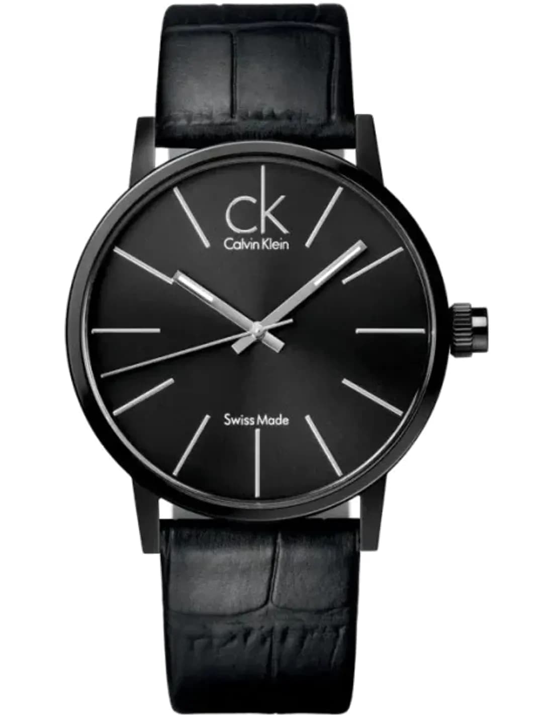 Montre Homme Calvin Klein Post Minimal K7621401 quartz cadran noir bracelet en cuir noir
