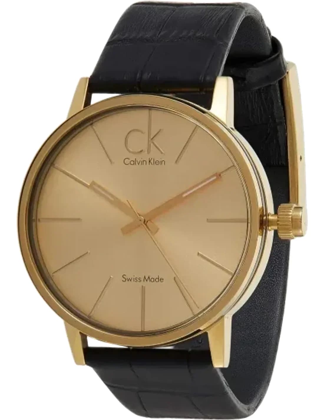 Montre Homme Calvin Klein Post Minimal K7622201 quartz cadran en or rose bracelet en cuir noir