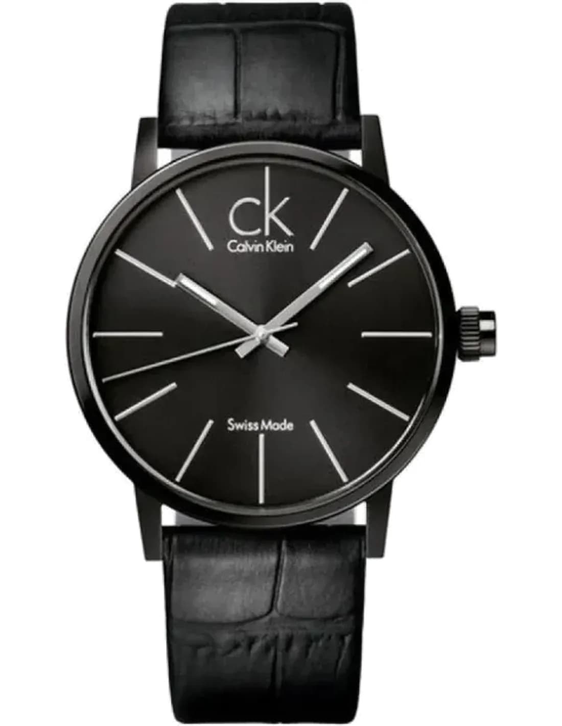 Montre Femme Calvin Klein Post Minimal K7622401 quartz cadran noir bracelet cuir noir