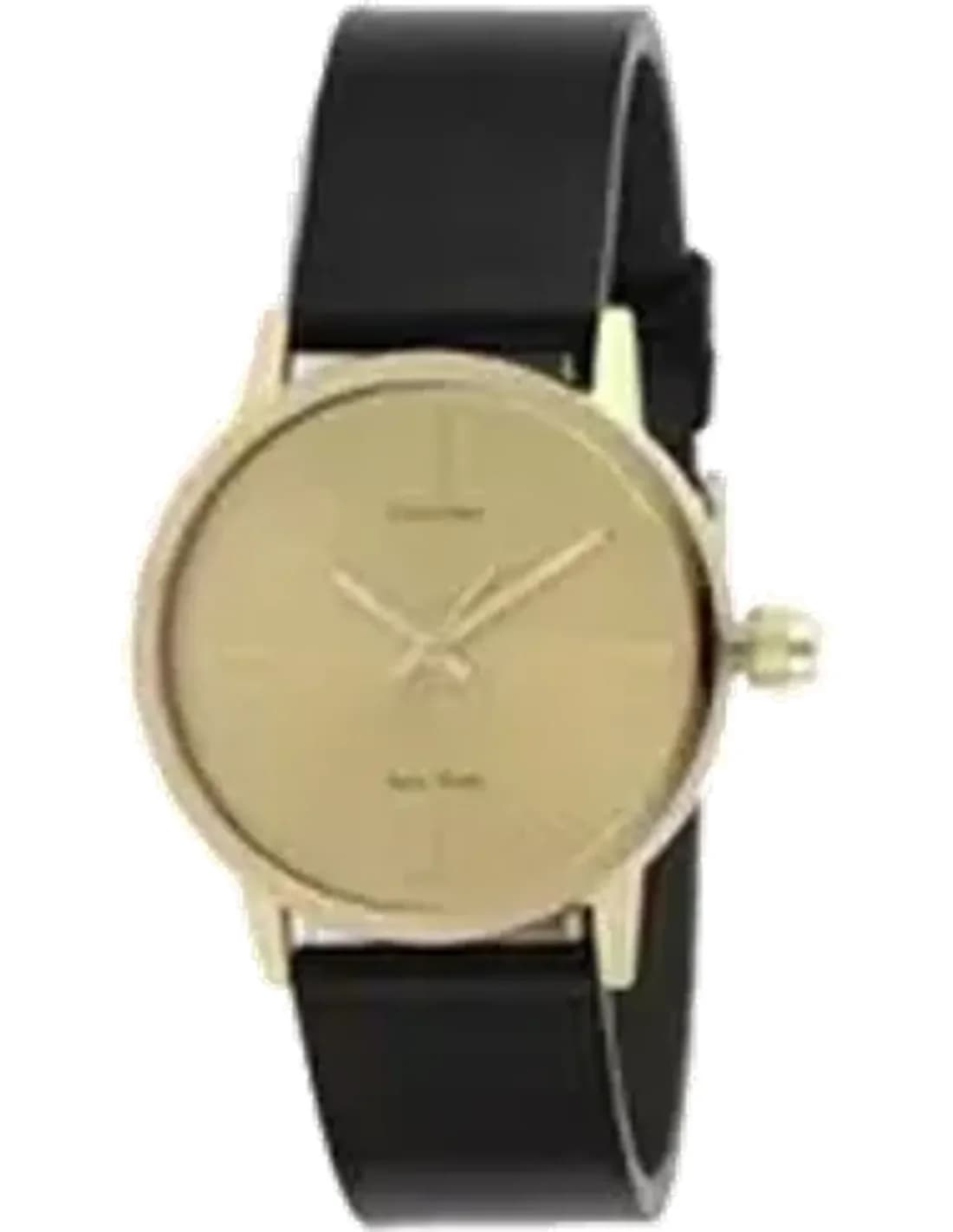 Montre Femme Calvin Klein Post Minimal K7622501 quartz cadran doré bracelet en cuir noir