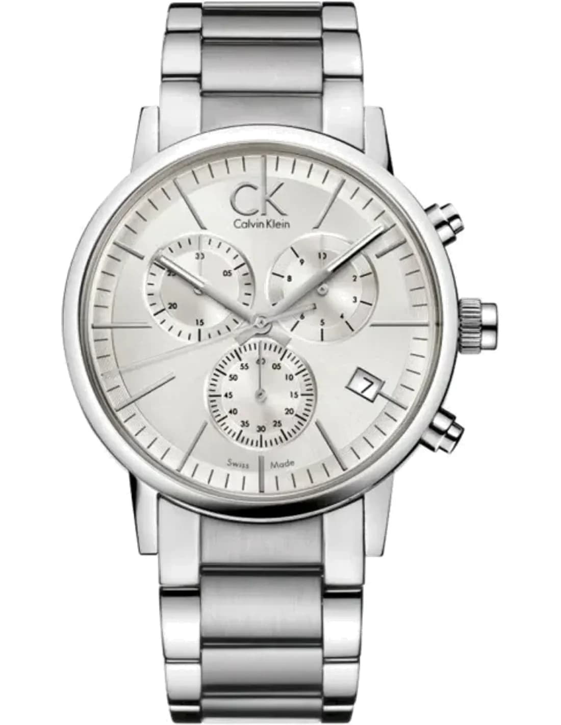 Calvin Klein Post Minimal K7627126 chronographe cadran argenté bracelet en acier inoxydable argenté