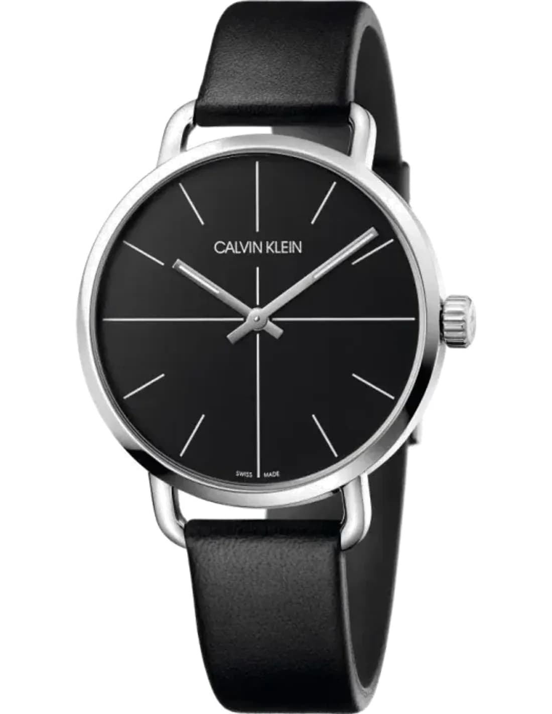 Montre Homme Calvin Klein Even K7B211CZ quartz cadran noir bracelet cuir noir