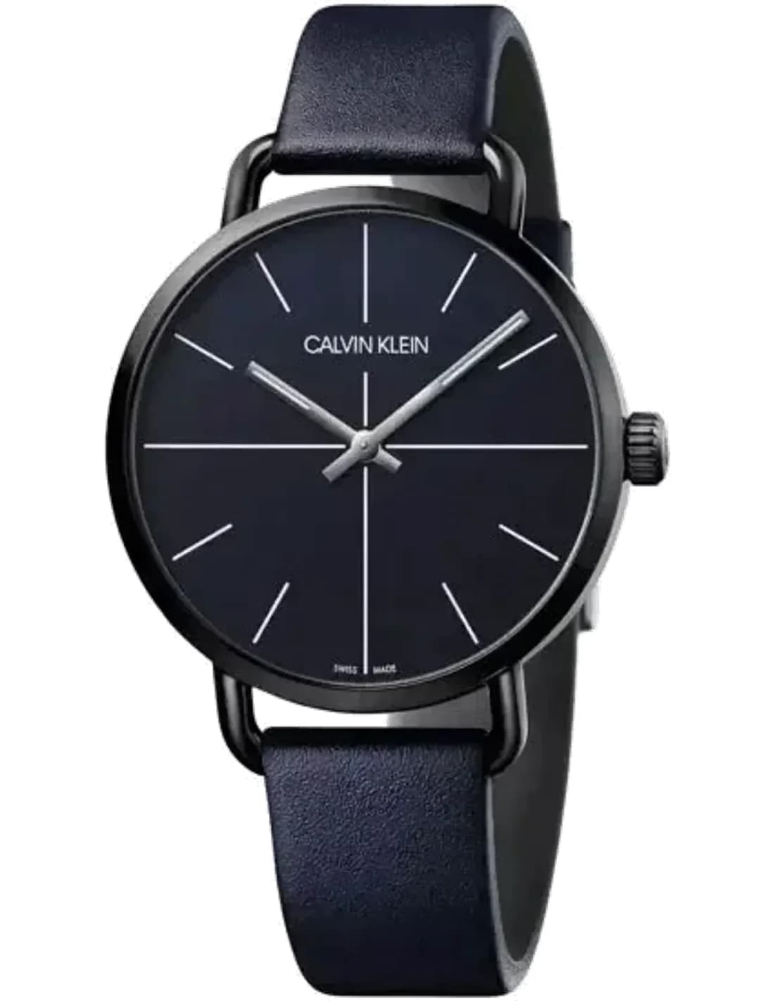 Montre Homme Calvin Klein Even K7B214VN quartz cadran bleu bracelet cuir bleu