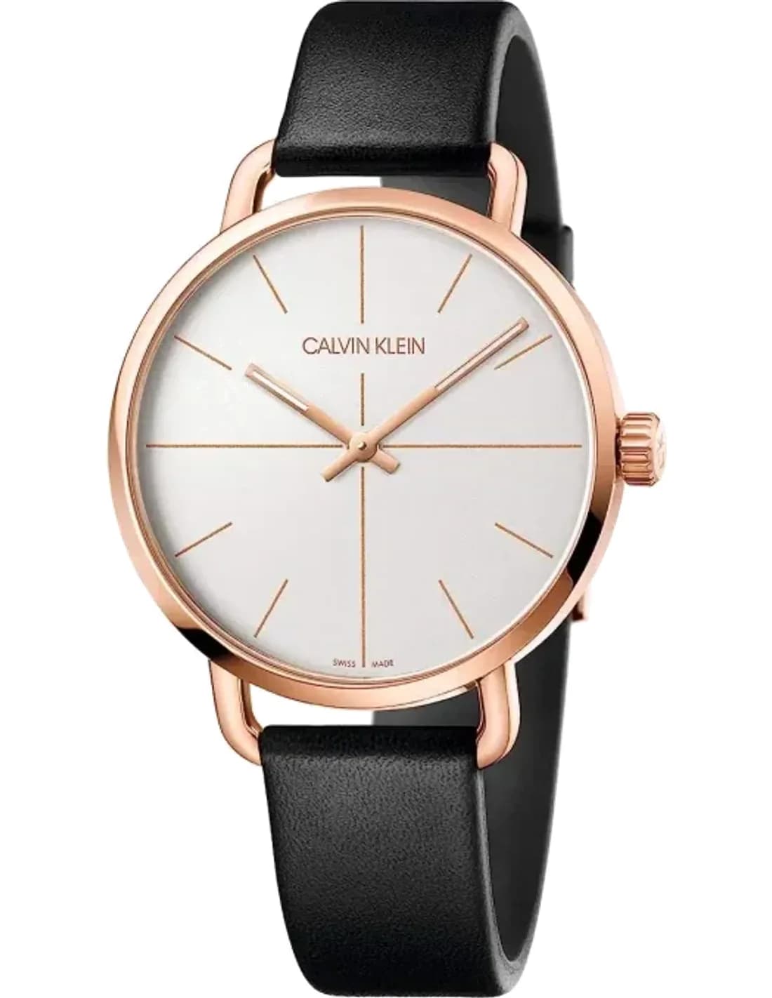 Montre Homme Calvin Klein Even K7B216C6 quartz cadran blanc bracelet cuir noir