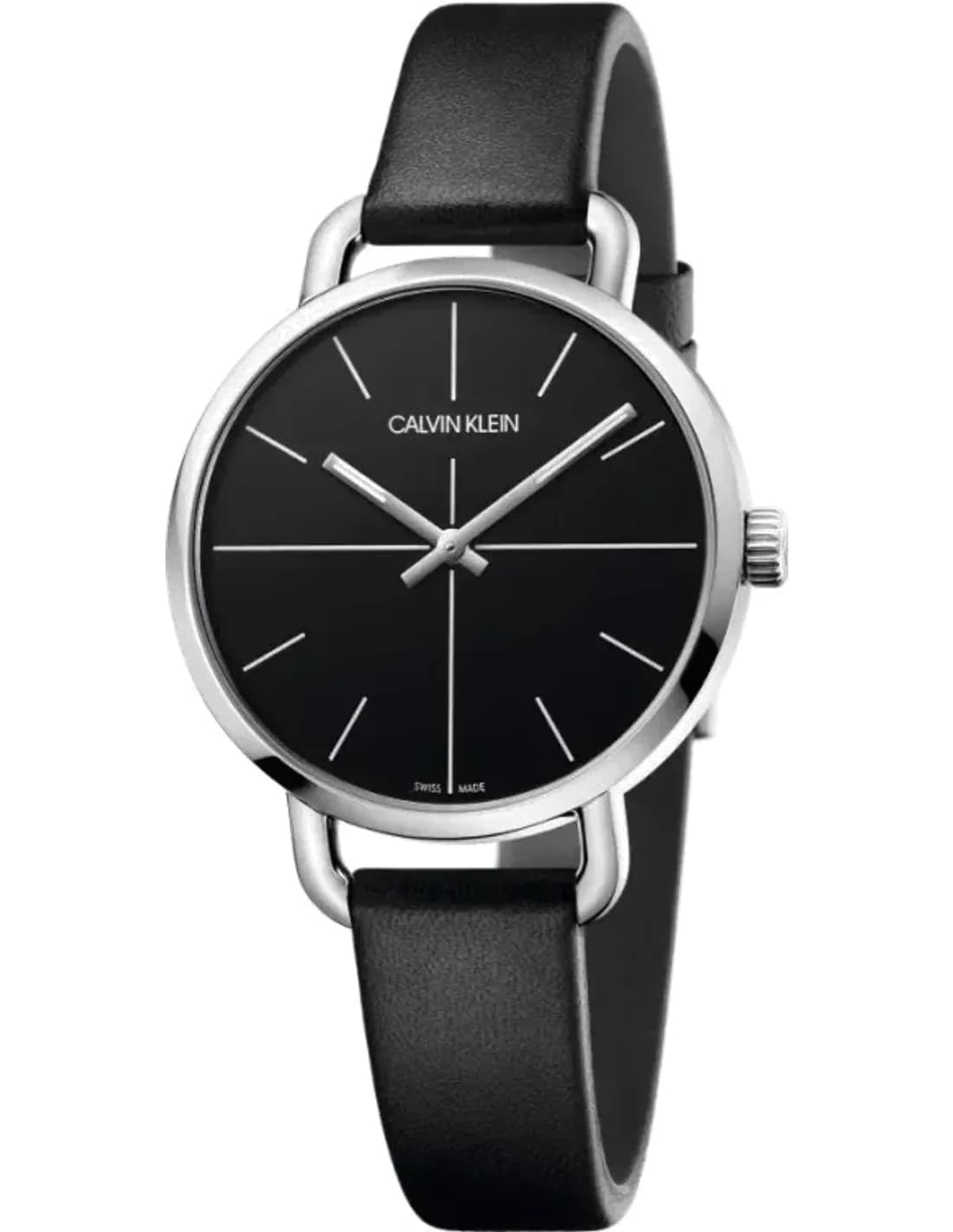 Montre Femme Calvin Klein Even K7B231CZ quartz cadran noir bracelet cuir noir