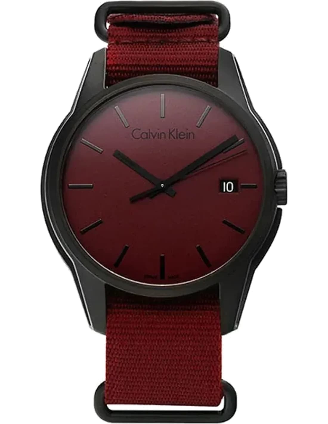 Montre Homme Calvin Klein Tone K7K514UP quartz cadran Bordeaux bracelet tissu Bordeaux