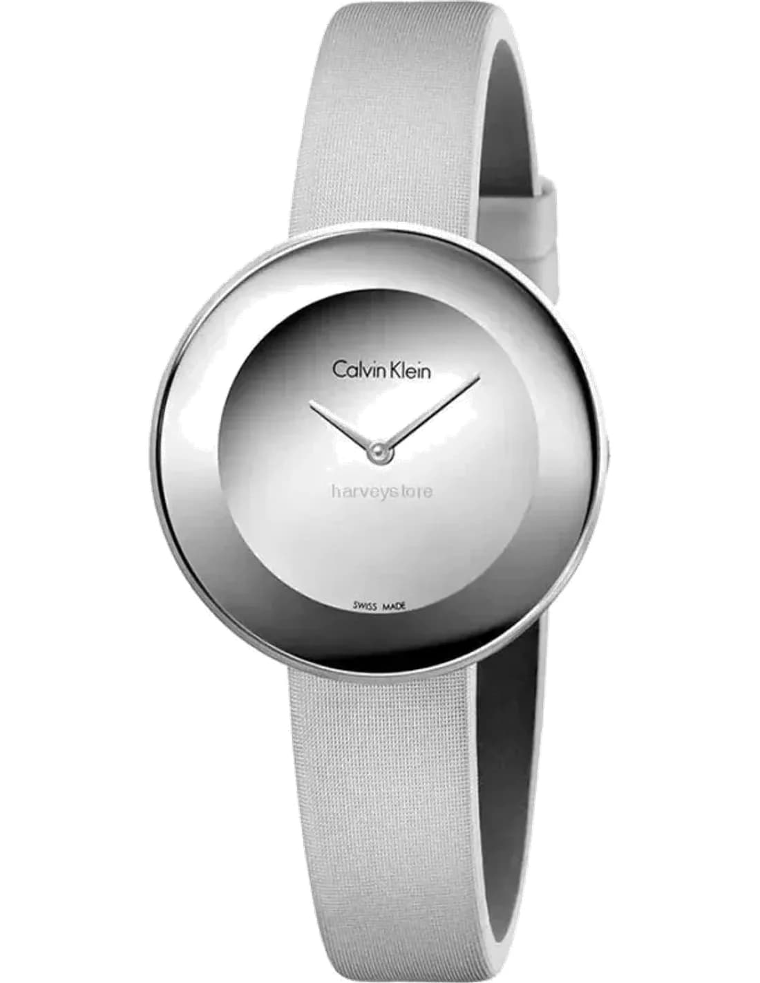 Montre Femme Calvin Klein Chic K7N23UP8 quartz cadran blanc bracelet cuir gris