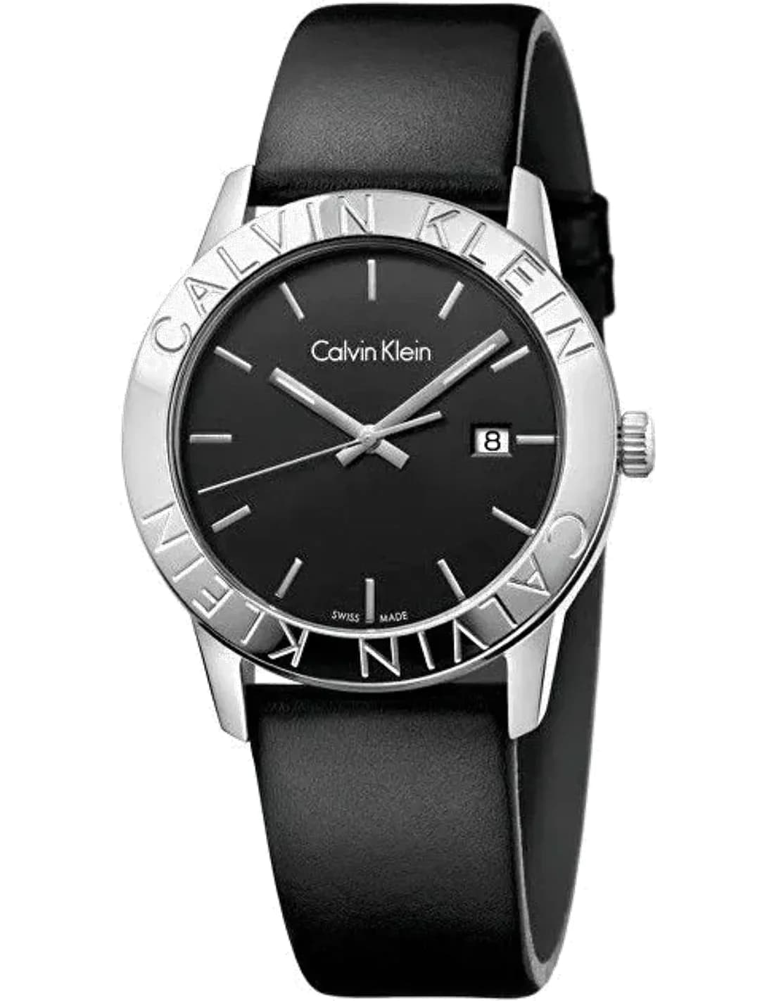 Montre Femme Calvin Klein Steady K7Q211C1 quartz cadran noir bracelet cuir noir