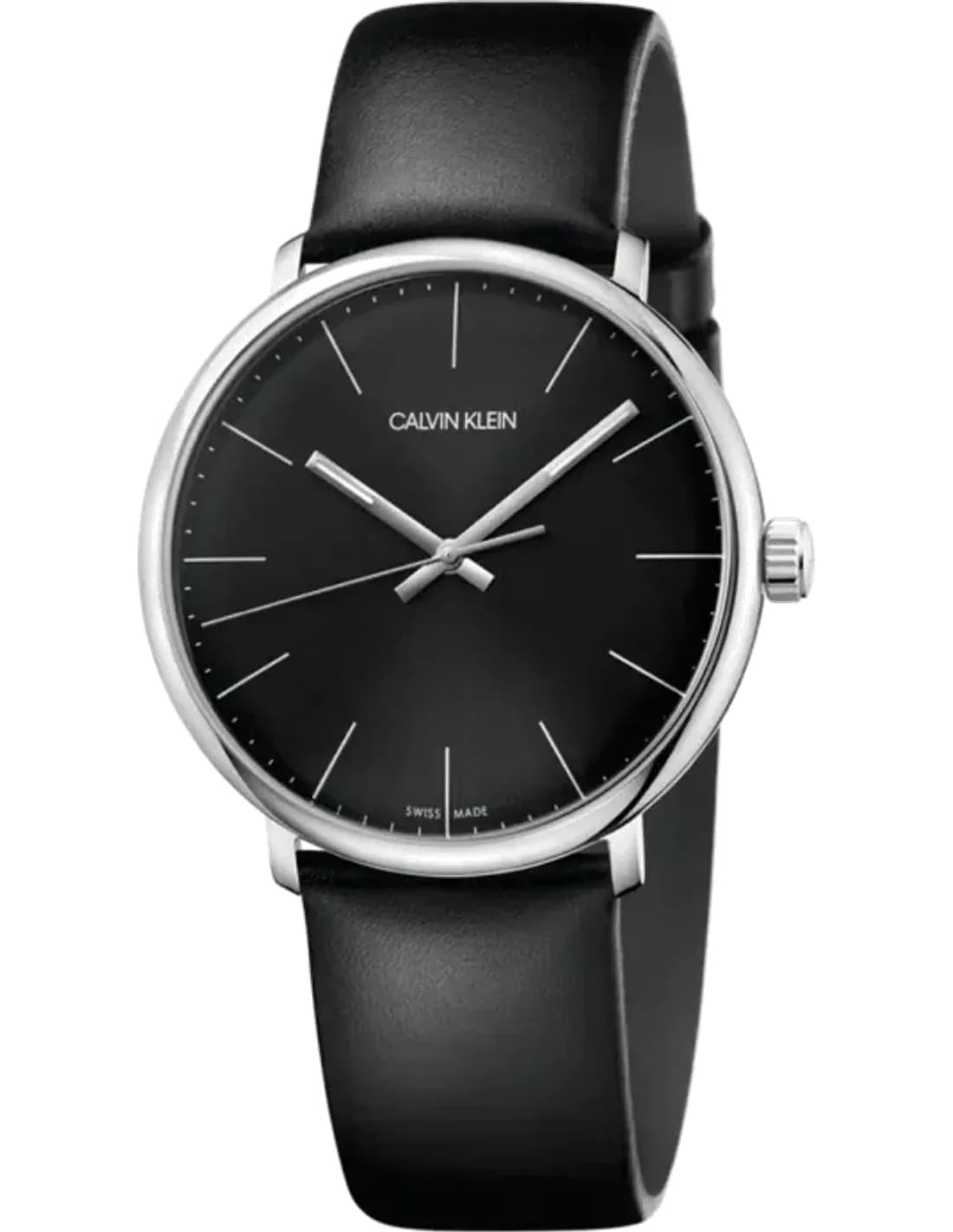 Montre Homme Calvin Klein High Noon K8M211C1 quartz cadran noir bracelet cuir noir