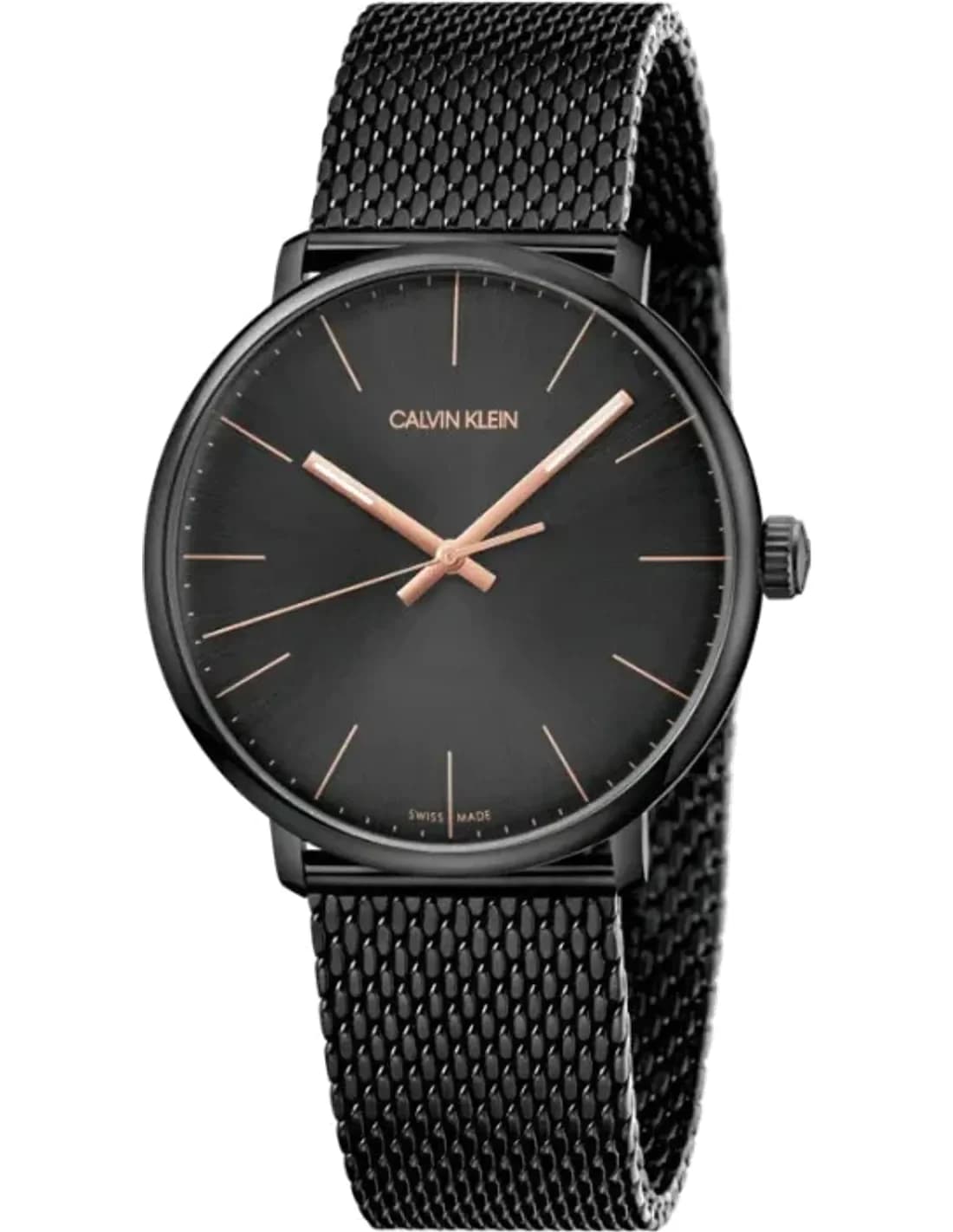 Montre Homme Calvin Klein High Noon K8M21421 quartz cadran noir bracelet en acier inoxydable noir