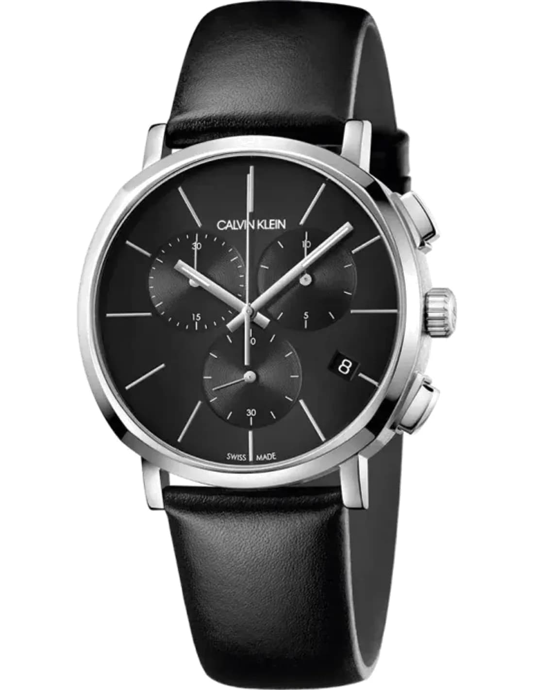 Montre Homme Calvin Klein Posh K8Q371C1 chronographe cadran noir bracelet cuir noir