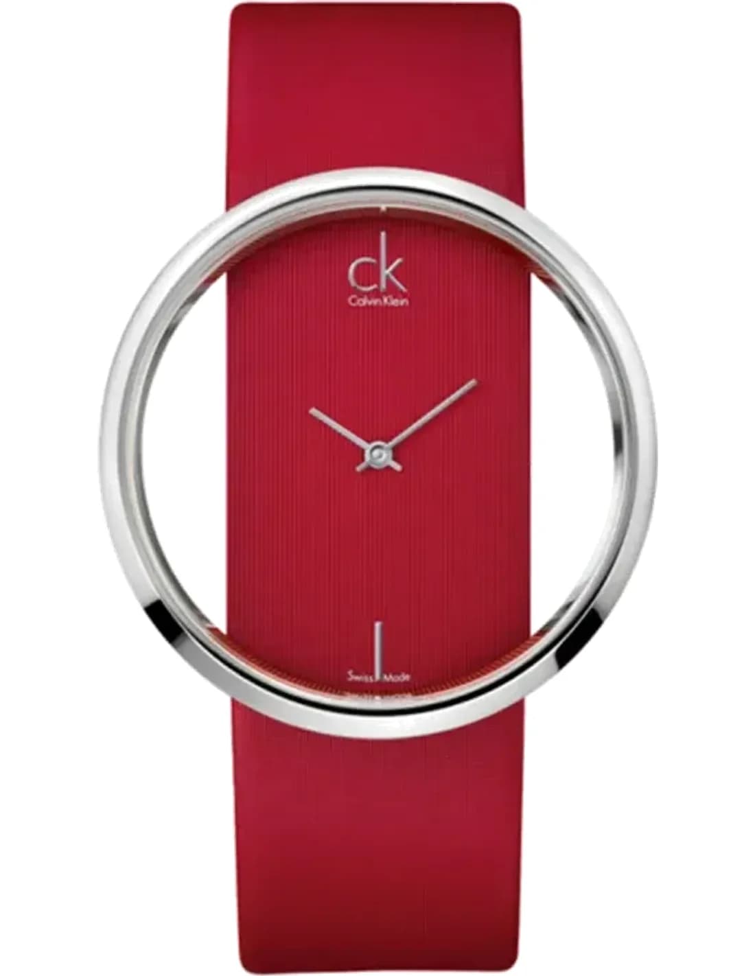 Montre Femme Calvin Klein Glam K9423144 quartz cadran rouge bracelet cuir/textile rouge