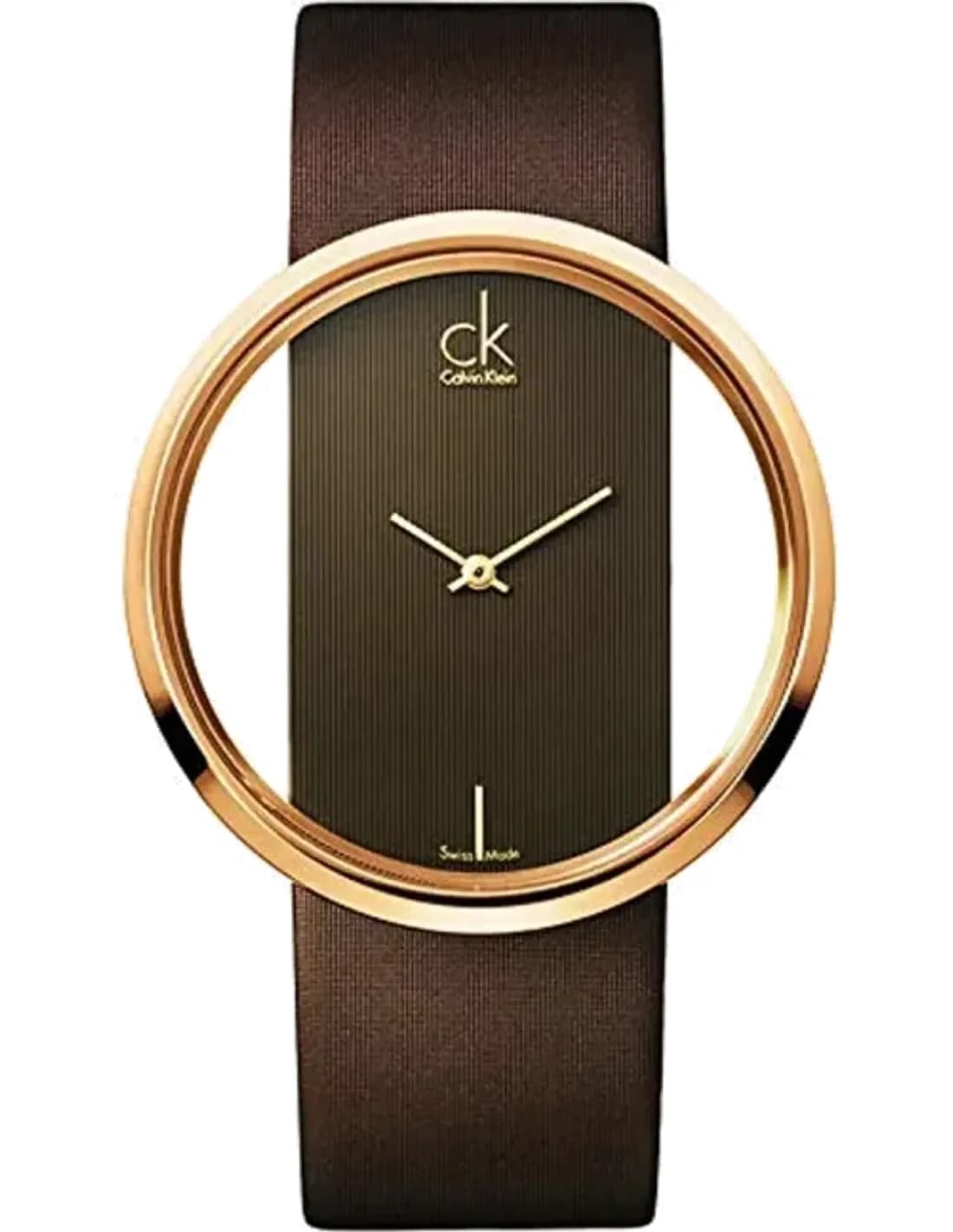Montre Femme Calvin Klein Glam K9423303 quartz cadran marron bracelet cuir/tissu marron