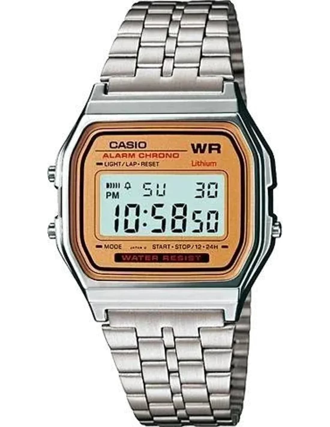 Montre Casio Vintage Homme A158WEA-9CF Affichage LCD Bracelet Argent