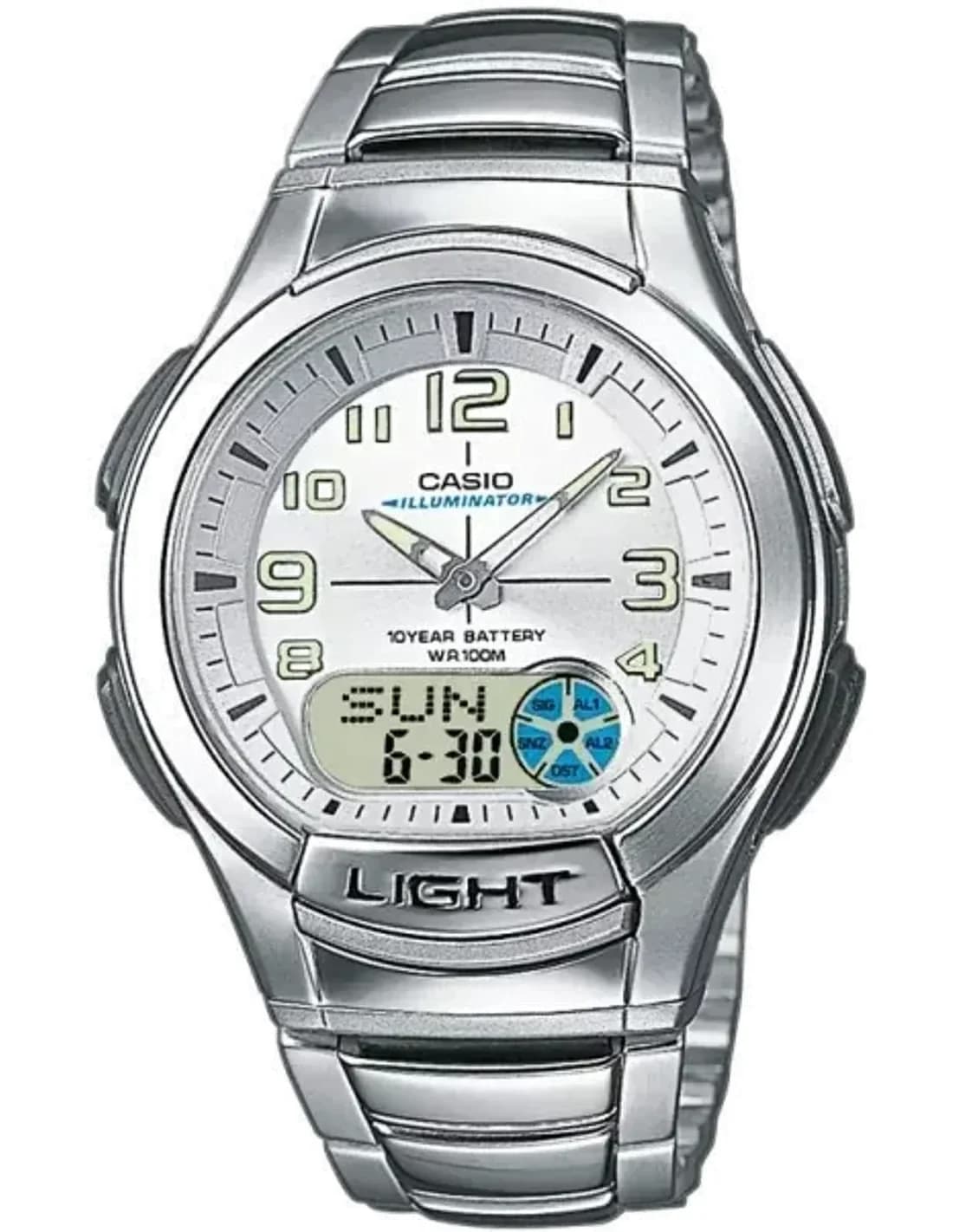 Montre Homme Casio Collection AQ-180WD-7BVES Chiffres arabes lumineux et affichage digital