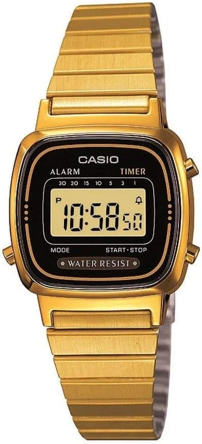 Montre Femme Casio LA670WEGA-1EF Digitale Dorée à Cadran Carré Noir