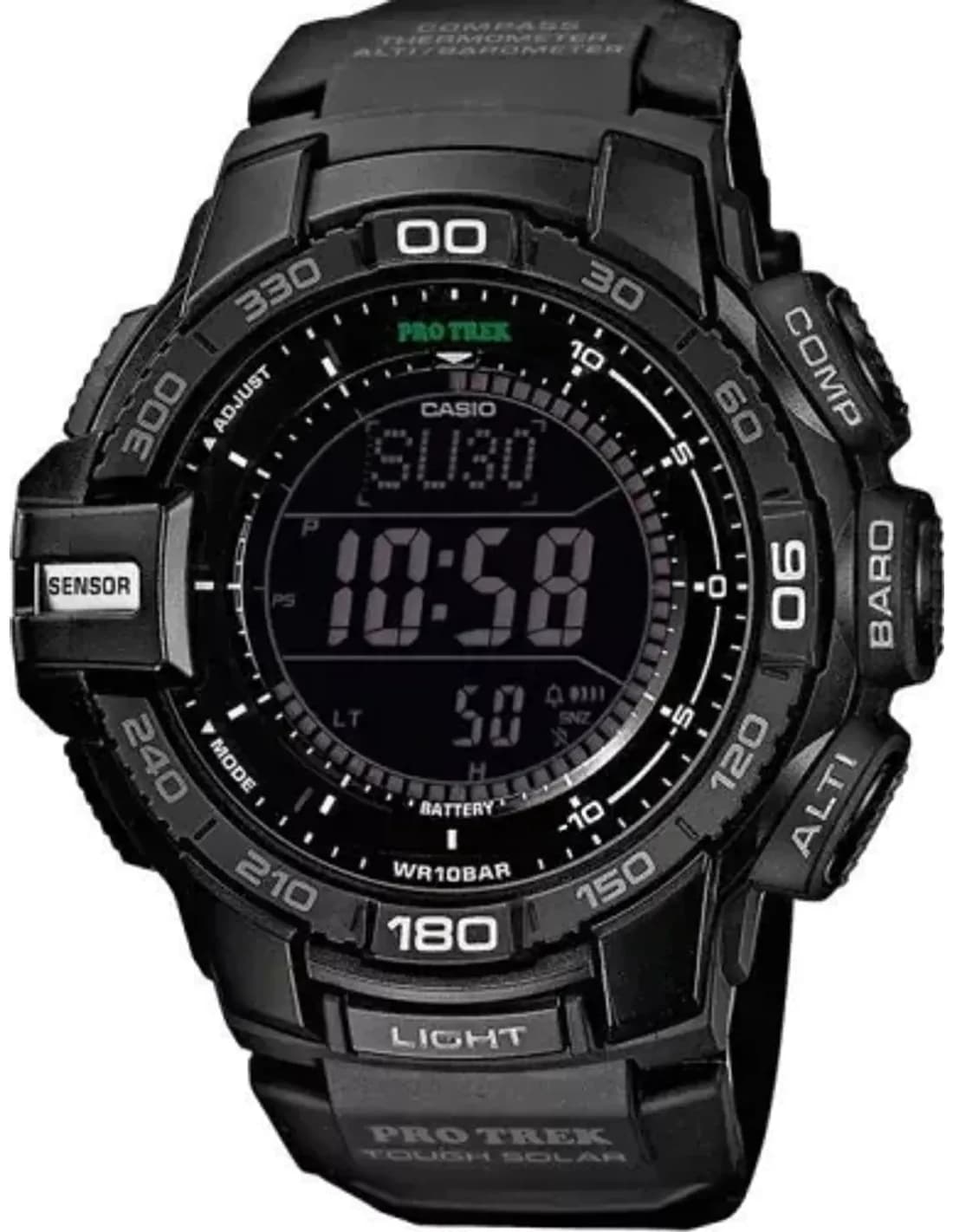 Montre Homme Casio Pro Trek Triple Sensor PRG-270-1AER Boîtier et bracelet en résine noire