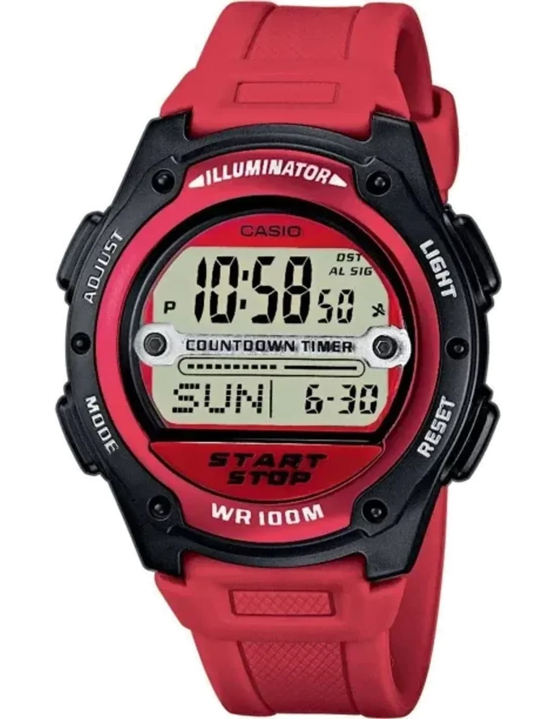 Montre Homme Casio Collection Multifonction W-756-4AVES Bracelet Résine Rouge