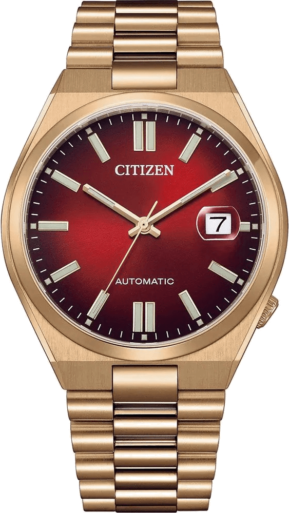 Montre Automatique Citizen Tsuyosa NJ0153-82X bracelet doré rose cadran rouge