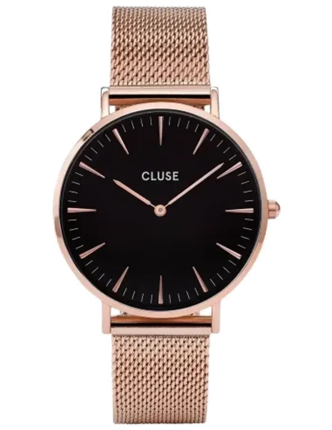 Montre Cluse La Bohème CL18113 Mesh Rose Gold/Black bracelet en maille milanaise