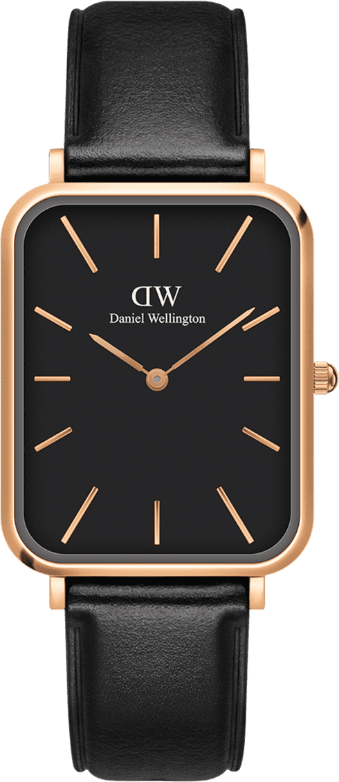 Montre Daniel Wellington DW00100449 Boîtier Rectangulaire Or Rose et Cuir Noir
