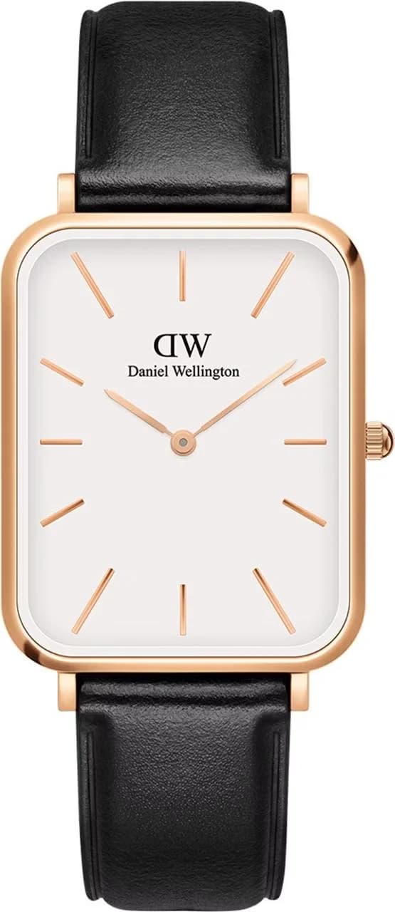 Montre Daniel Wellington DW00100450 Quadro XL Cadran Blanc et Cuir Noir