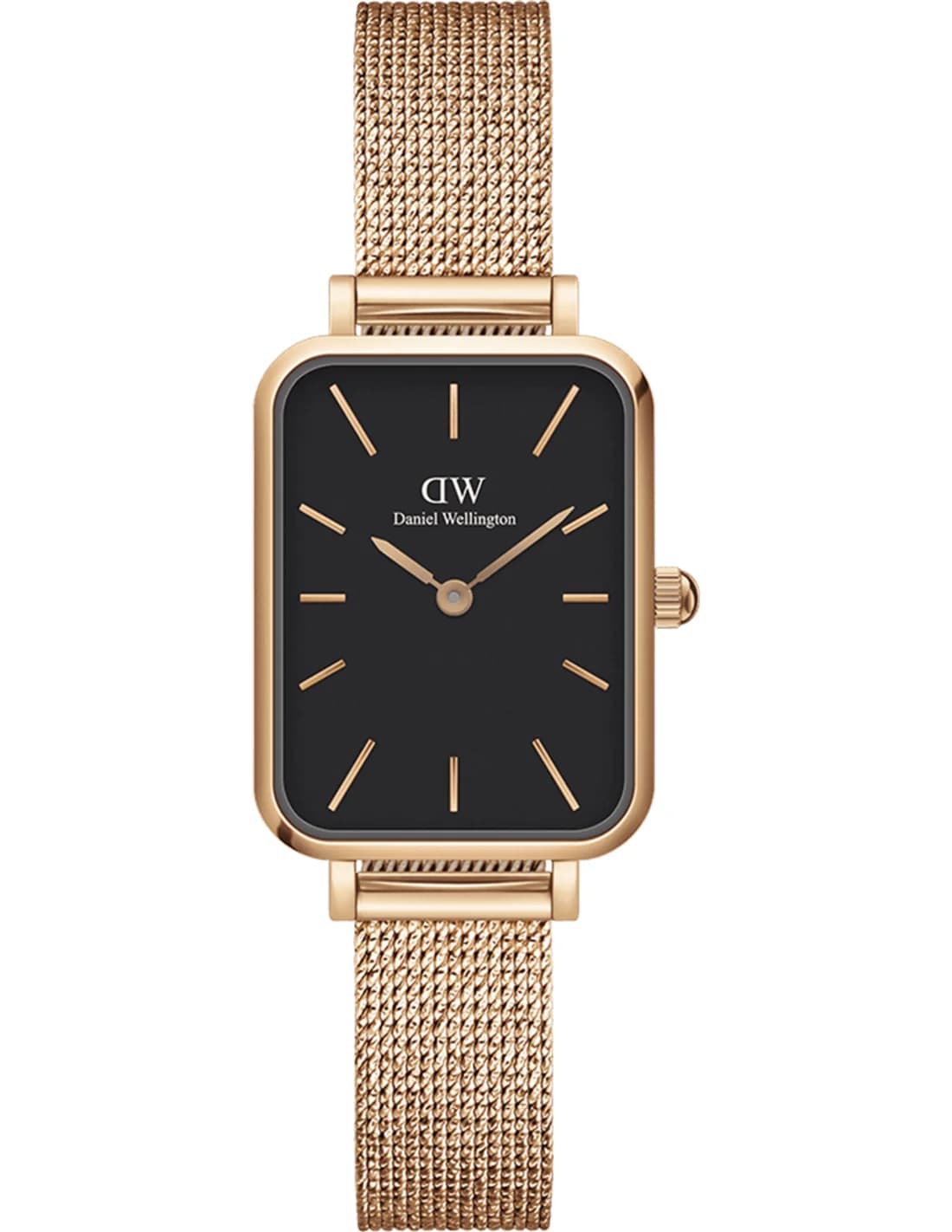 Montre Daniel Wellington DW00100466 Quadro Pressed Melrose Cadran Noir Onyx et Or Rose
