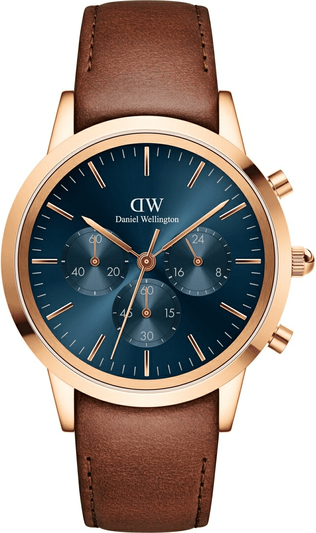 Montre Daniel Wellington DW00100639 Chronographe Acier Or Rose et Cuir St Mawes
