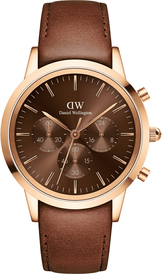 Montre Homme Daniel Wellington DW00100640 Chronographe Or Rose et Cuir Marron