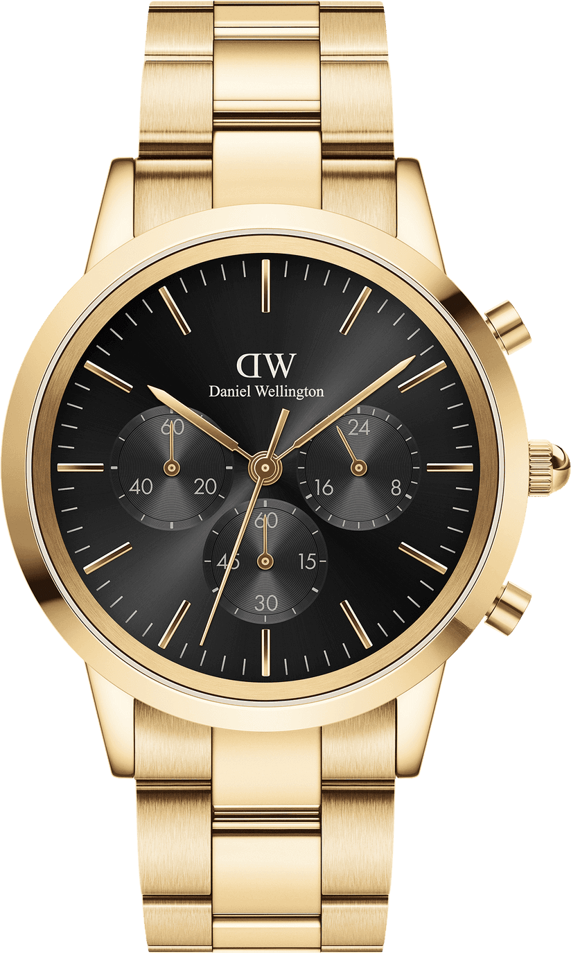 Montre Daniel Wellington DW00100641 Iconic Chronograph Link Onyx G en acier doré jaune