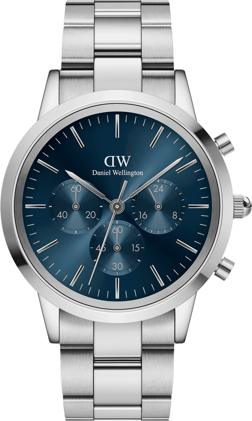 Montre Daniel Wellington DW00100644 Iconic Chronograph Link Onyx G en acier cadran bleu
