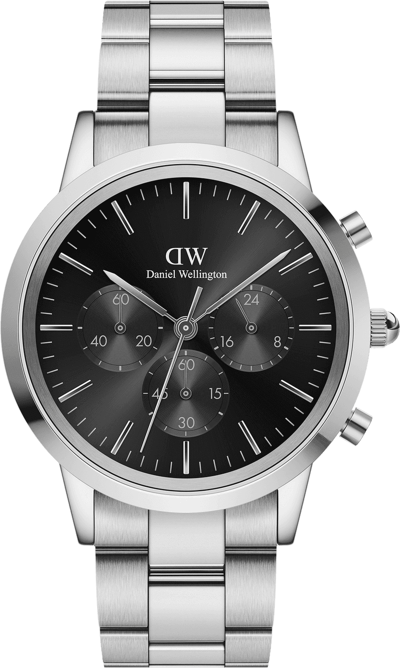 Montre Daniel Wellington DW00100645 Iconic Chronograph Link Onyx G en acier cadran noir