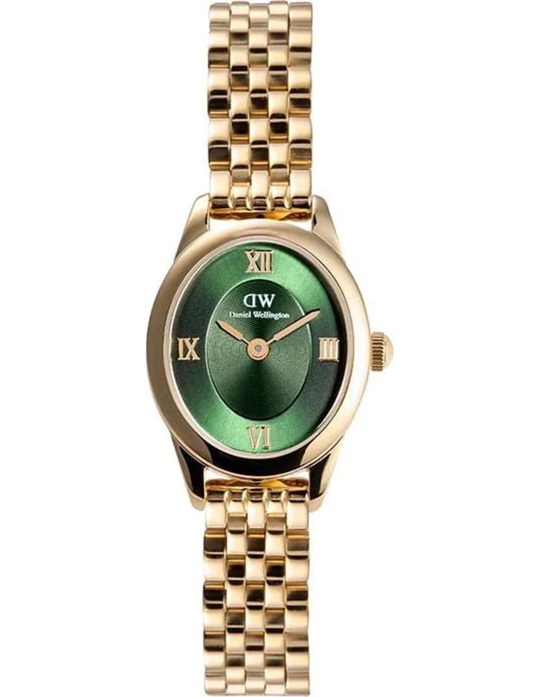 Montre Femme Daniel Wellington Ophelia Mini DW00100804 cadran vert bracelet maillons acier doré