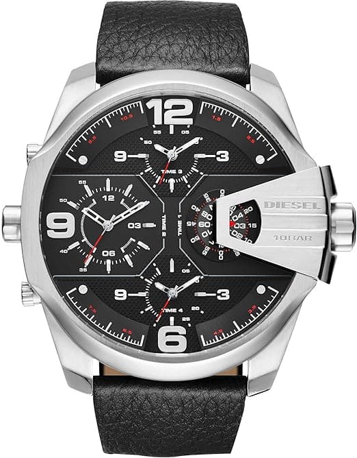 Montre Homme Diesel Uber Chief DZ7376 XXL Bracelet Cuir Noir