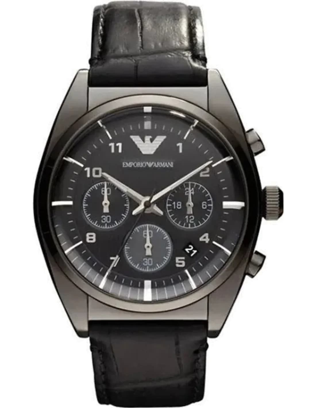 Montre Homme Emporio Armani Classic AR0393 Bracelet en cuir noir type croco